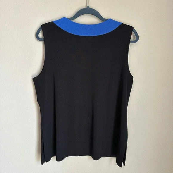 Vintage Exclusively Misook Colorblock Blouse Black Knit Roundneck Y2K Size 1X - Picture 4 of 7